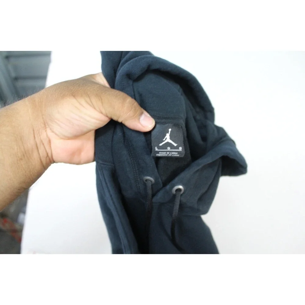 Air Jordan Men Black Sweater Hoodie Spell Out Casual Long Sleeve Size Large